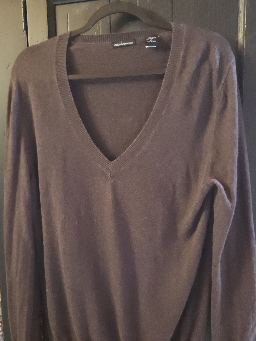 Sweater Dark Brown V Neck